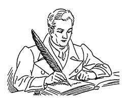 Writer with quill
